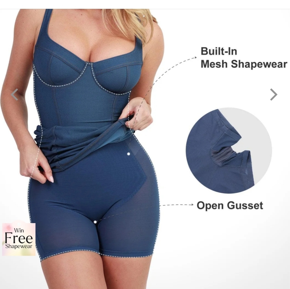 Shapewear Blue "Denim" Sculpting Dress, Popilush - Picture 2 of 3